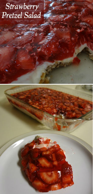 This Strawberry Pretzel Salad is a hit every time I make it. Serve this easy recipe as a dessert or even along with your favorite easy side dishes! Your guests are sure to eat it up!
