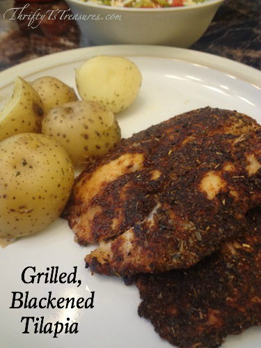 This Grilled, Blackened Tilapia is one of our favorite easy dinner recipes on the grill! It's as simple as mixing together 6 spices and melting butter!