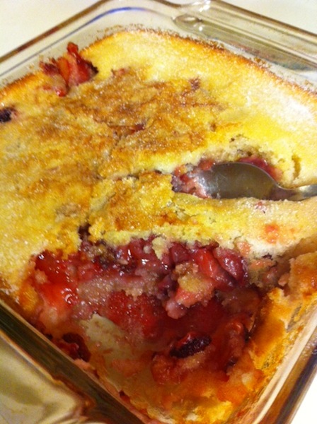 I love easy desserts and this Strawberry Cobbler is definitely one of those recipes! Not only is it delicious, but it's super simple to make. Plus, you could make it with any berries you have on-hand!