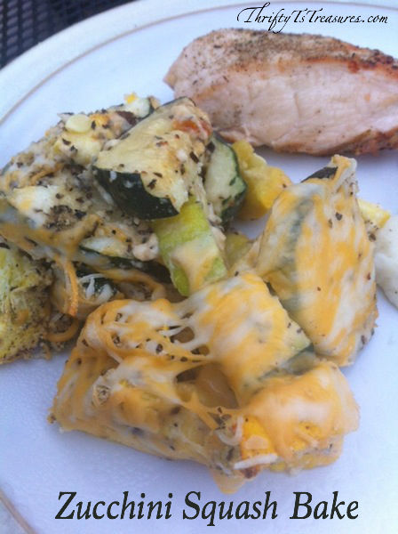 plate with chicken and zucchini squash bake