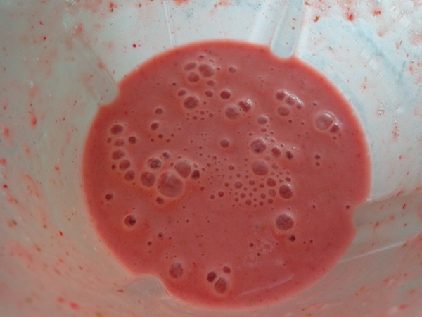 blended up strawberry soup