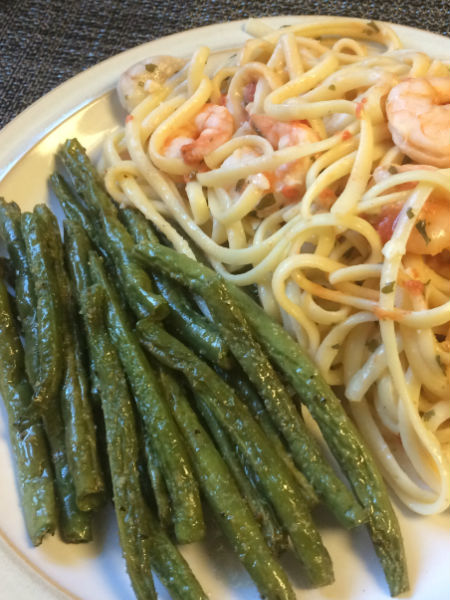 oven roasted green beans with shrimp fetuccine