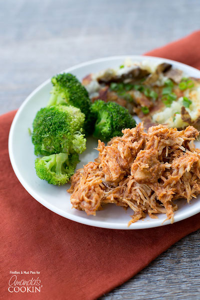 plate of bbq chicken with broccoli