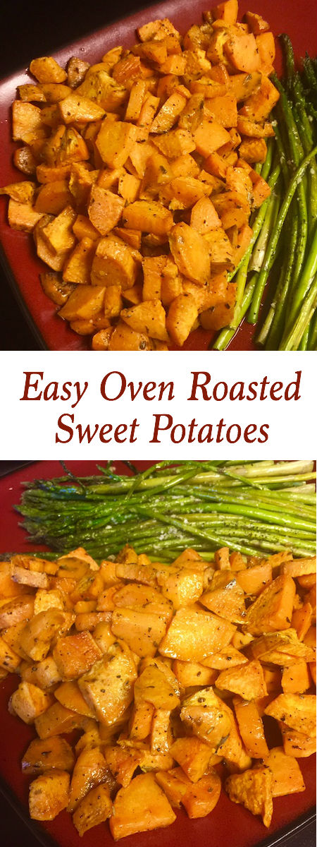 plate of oven roasted sweet potatoes